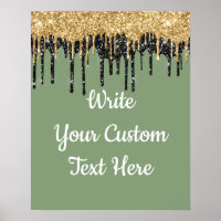 Personalised Sage Gold Glitter Birthday Photo Prop