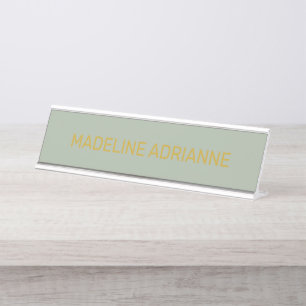 Personalised Sage & Gold Modern Desk Name Plate