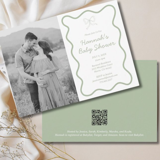 Personalised Sage Green Baby Shower Invitation (Personalized Sage Green Baby Shower Invitation
)