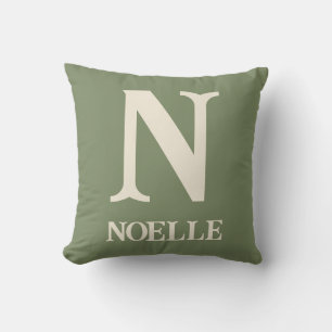 Personalised Sage Green Boho Safari Nursery Monogr Cushion