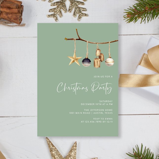 Personalised Sage Green Family Christmas Party Invitation (Personalized Sage Green Family Christmas Party Invitation)