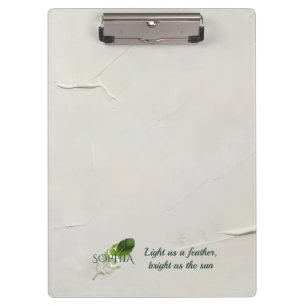 Personalised Sage Green Feather Monogram Clipboard