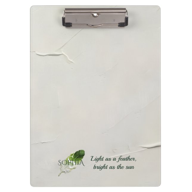 Personalised Sage Green Feather Monogram Clipboard (Front)