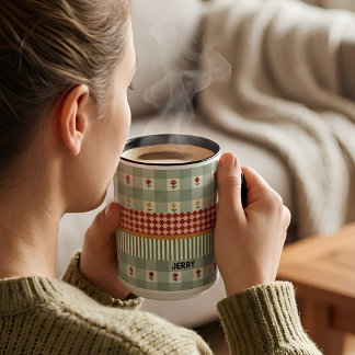 Personalised Sage Green Floral Name Mug