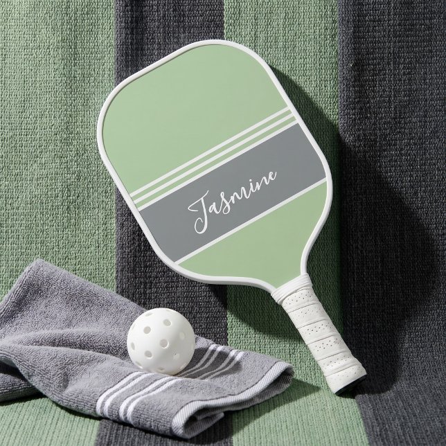 Personalised Sage Green Grey Custom Name  Pickleball Paddle (Creator Uploaded)