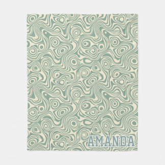 Personalised Sage Green Liquid Swirl Fleece  Blanket