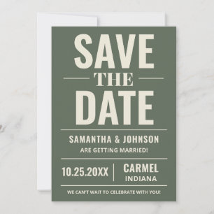 Personalised Sage Green Modern Wedding Save The Date