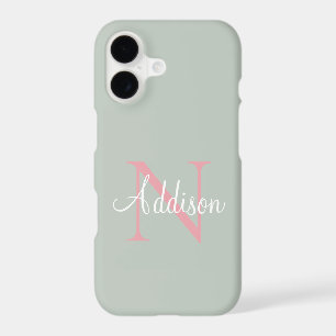 Personalised Sage Green Monogram Pink