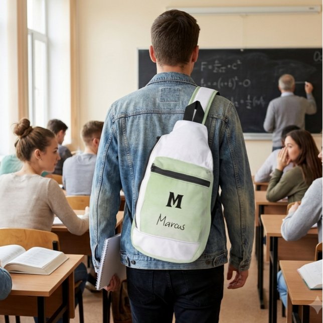 Personalised Sage Green Monogram  Sling Bag (Creator Uploaded)