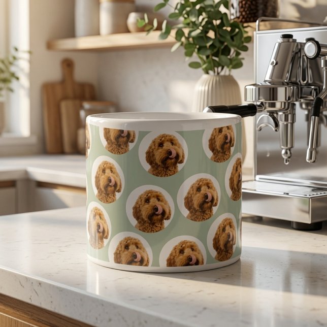 Personalised Sage Green Pet Face  Espresso Cup (Creator Uploaded)
