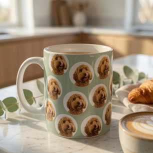 Personalised Sage Green Pet Face Mug   Custom Dog 