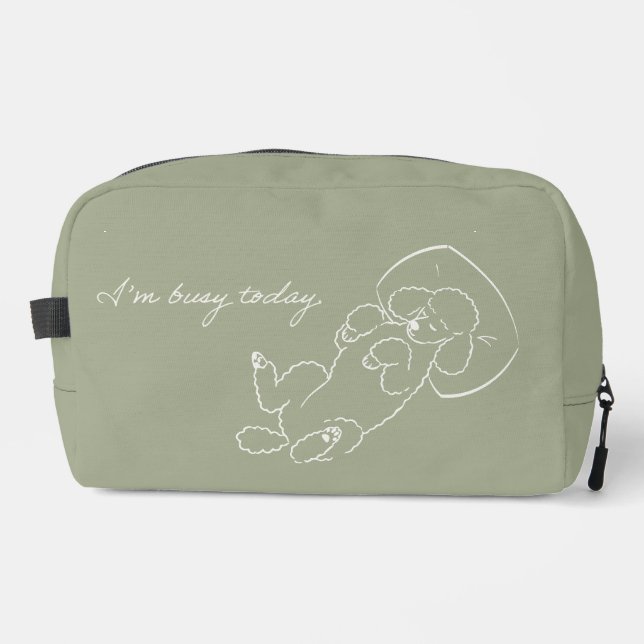Personalised Sage Green Poodle Dog Mum Gift Dopp Kit (Front)