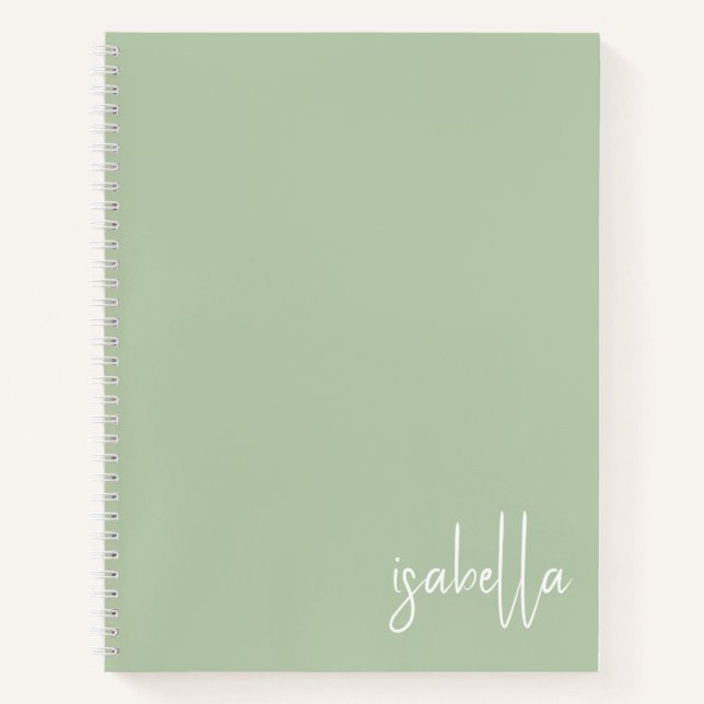 Personalised Sage Green Spiral Notebook (Front)