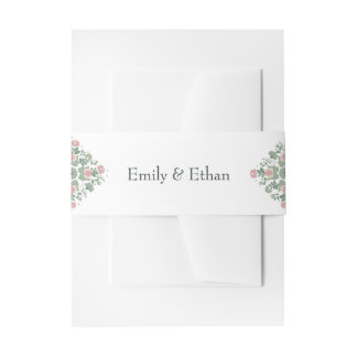 Personalised Sage Green Wedding Belly Band Invitation Belly Band