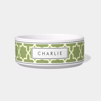 Personalised Sage Green & White Star Pattern Bowl