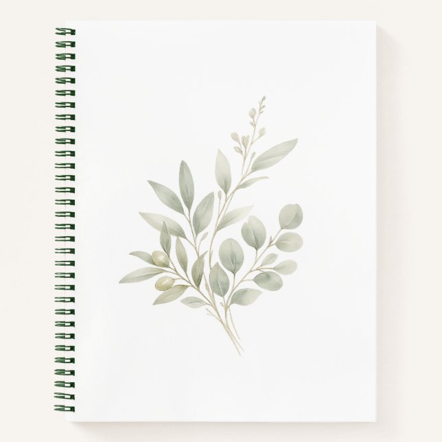 Personalised sage serenity minimalisit botanical w notebook (Front)