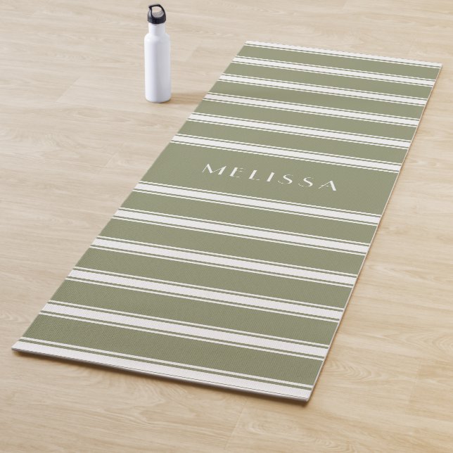 Personalised Sage Summer Striped Yoga Mat (In Situ)