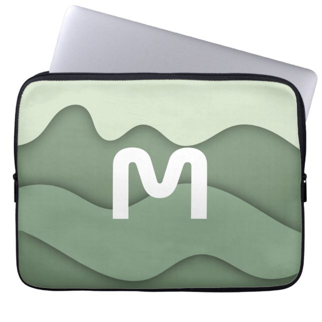 Personalised Sage Wave Laptop Sleeve (Front)