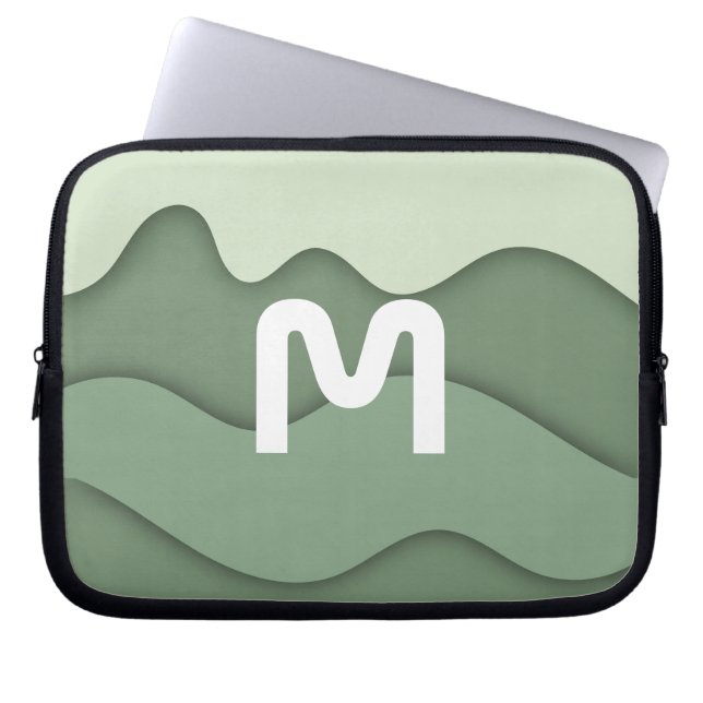 Personalised Sage Wave Laptop Sleeve (Front)