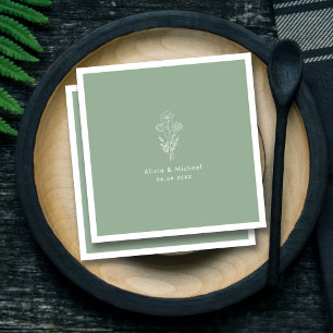 Personalised Sage Wedding Napkins: Custom Designs Napkin