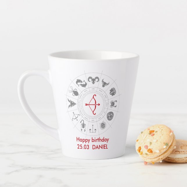 Personalised Sagittarius Zodiac Birthday Gift Latte Mug (In Situ)