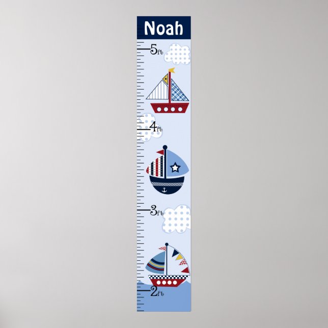 Personalised Sail Boat/Nautical/Boats Growth Chart (Front)