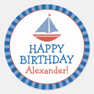 Personalised Sailboat Kids Birthday Sticker v2