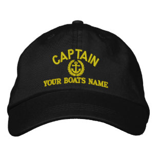 Personalised sailing captains with anchor embroidered hat