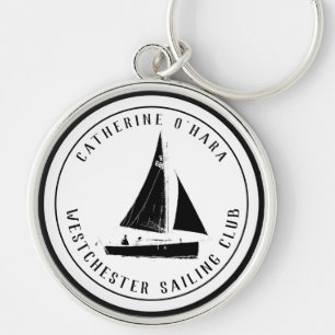 Personalised sailing club black vintage Keychain