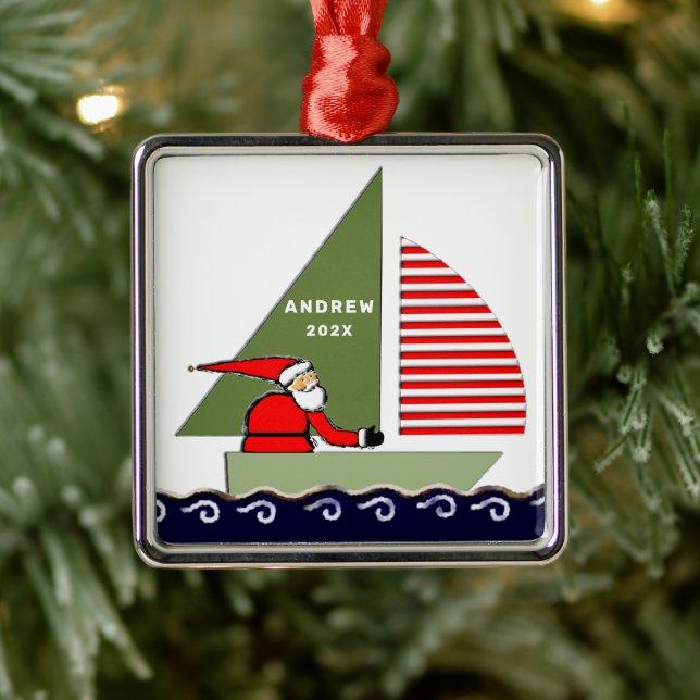 Personalised Sailing Holiday Gift Metal Tree Decoration (Tree)