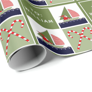 Personalised Sailing Sailboat Holiday Gift Wrapping Paper
