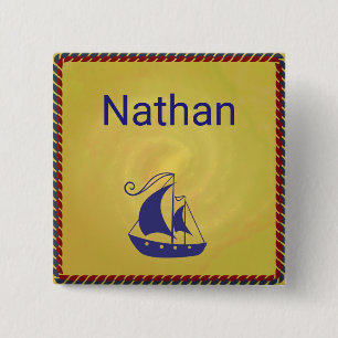 Personalised Sailing Ship with Rope Frame 15 Cm Square Badge