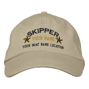Personalised Sailing Skipper Stars Embroidered Hat