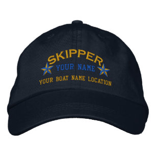 Personalised Sailing Skipper Stars Embroidered Hat