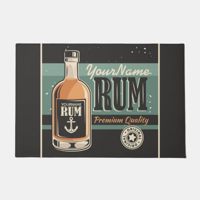 Personalised Sailor Rum Liquor Bottle Retro Sign Doormat (Front)