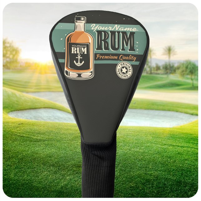 Personalised Sailor Rum Liquor Bottle Retro Sign  Golf Head Cover (Creator Uploaded)