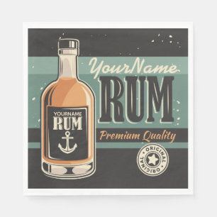 Personalised Sailor Rum Liquor Bottle Retro Sign  Napkin