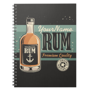 Personalised Sailor Rum Liquor Bottle Retro Sign Notebook
