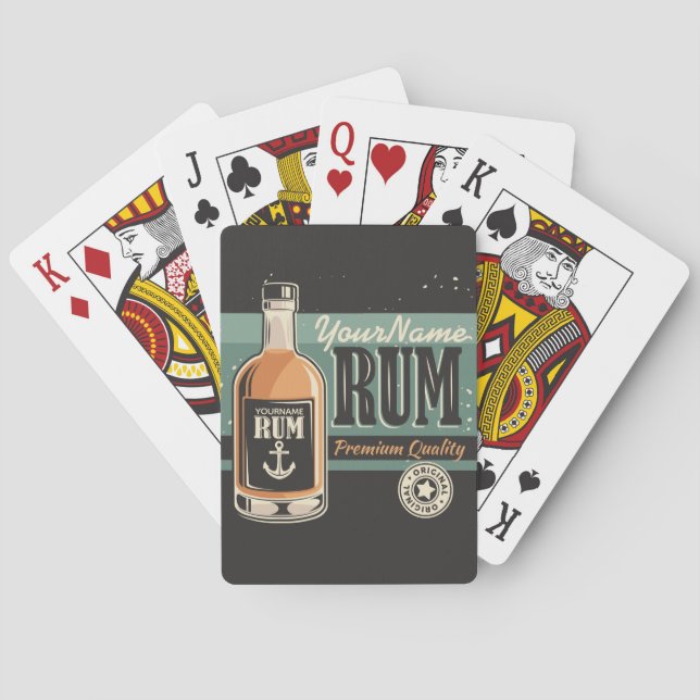 Personalised Sailor Rum Liquor Bottle Retro Sign  Playing Cards (Back)