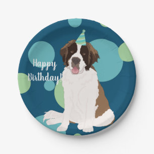Personalised Saint Bernard Birthday Paper Plate