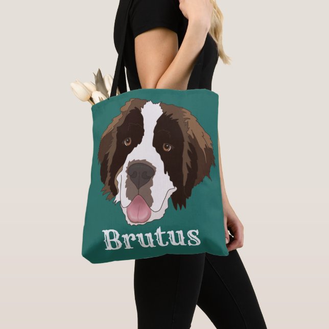 Personalised Saint Bernard  Tote Bag (Close Up)