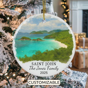 Personalised Saint John Ornament, Virgin Islands Ceramic Tree Decoration