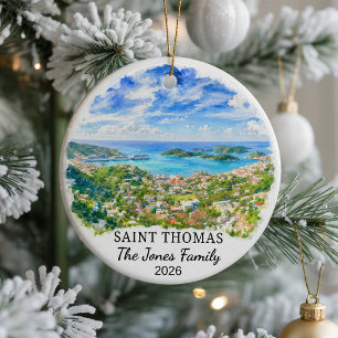 Personalised Saint Thomas Ceramic Ornament, Custom Tree Decoration