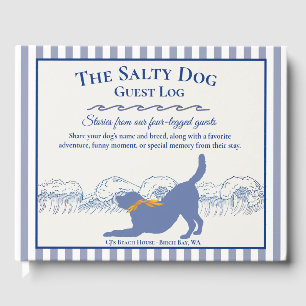 Personalised Salty Dog Beach House Guest Log Book