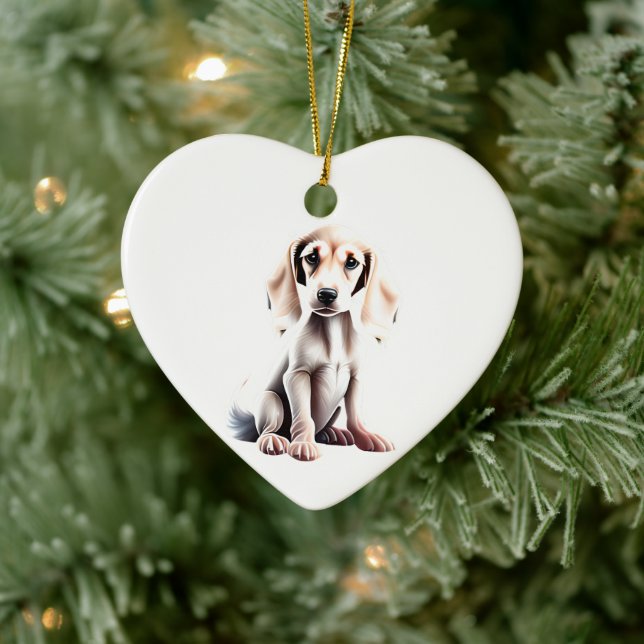 Personalised Saluki Puppy Ceramic Tree Decoration (Tree)
