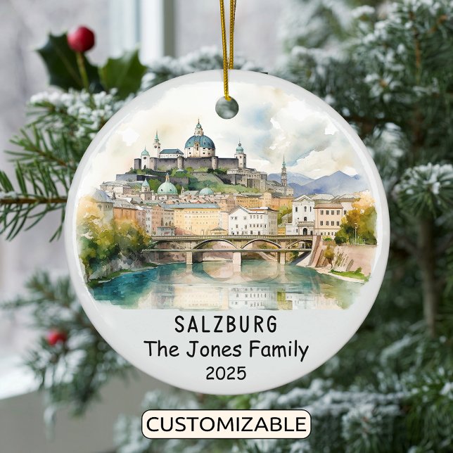 Personalised Salzburg Ornament, Austria Ceramic Tree Decoration (Creator Uploaded)