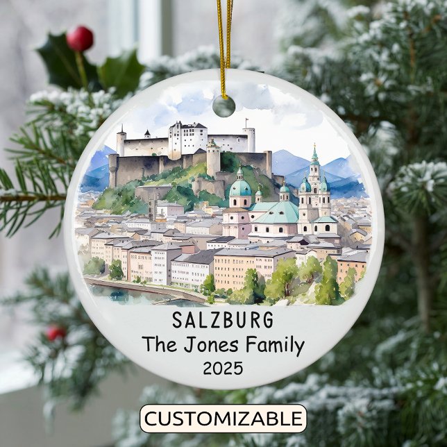 Personalised Salzburg Ornament, Austria Ceramic Tree Decoration (Creator Uploaded)
