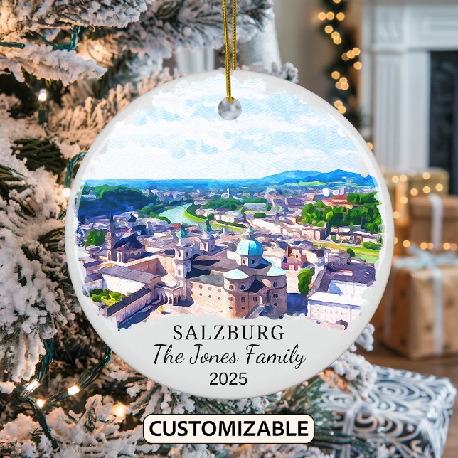 Personalised Salzburg Ornament, Austria Gift Ceramic Tree Decoration (Creator Uploaded)