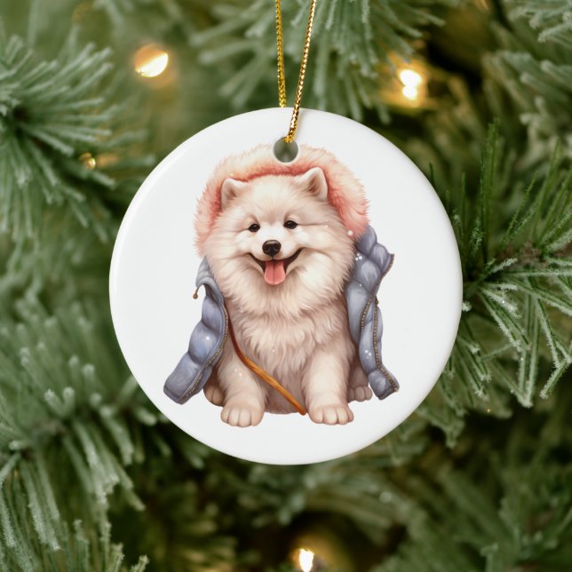 Personalised Samoyed Dog Ceramic Tree Decoration (Tree)