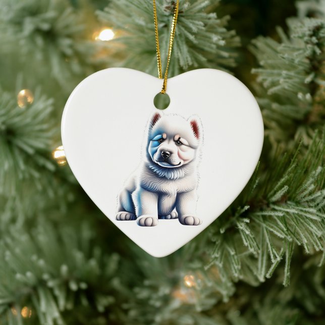 Personalised Samoyed Puppy Ceramic Tree Decoration (Tree)